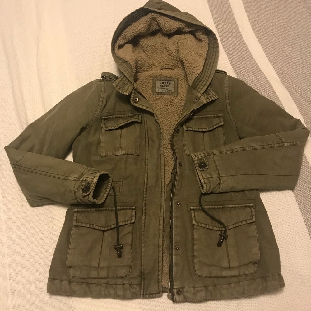 Levi’s Military Green Sherpa Lined Hoody Jacket